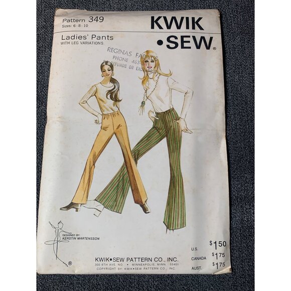 Kwik Sew Misses Pants Sewing Pattern sz 6-10 349 - uncut - Picture 6 of 9